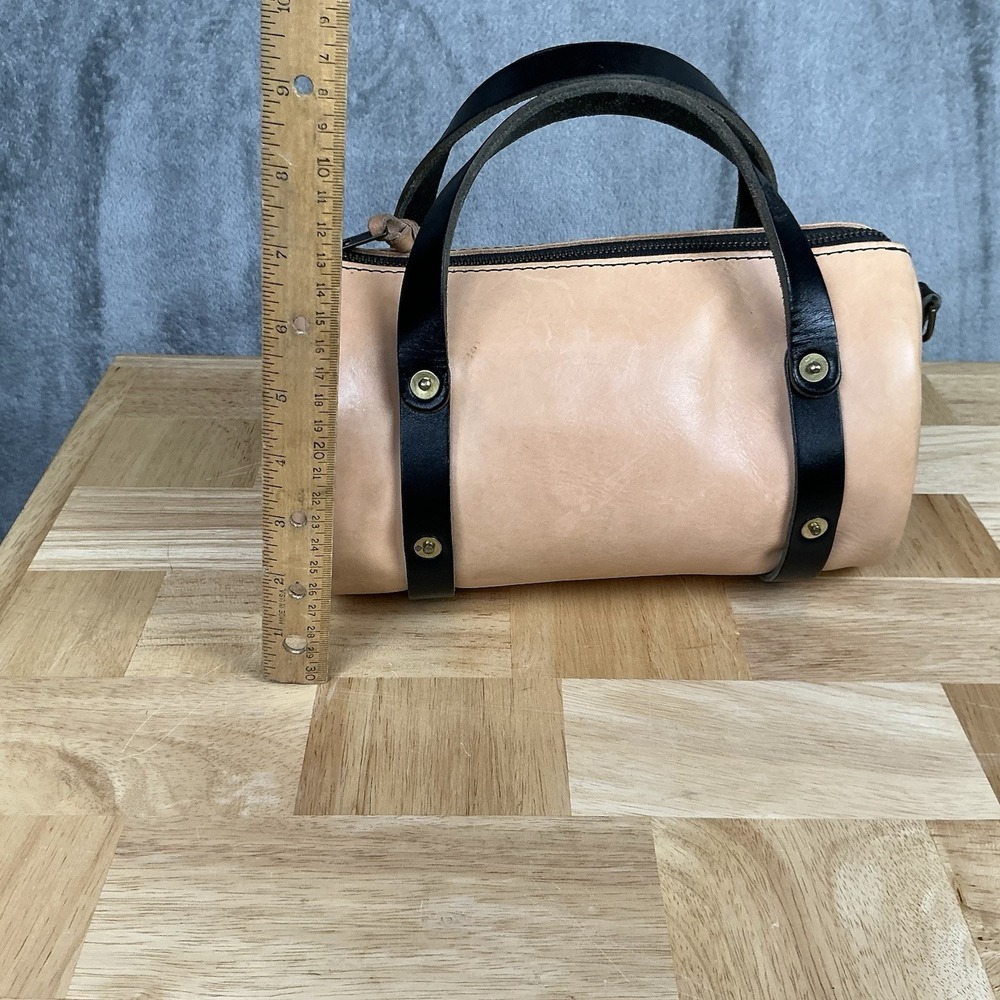 Go Forth Goods Mini Jane Crossbody Bag Natural Veg Tan & Black Strap/Trim Purse - Picture 10 of 16